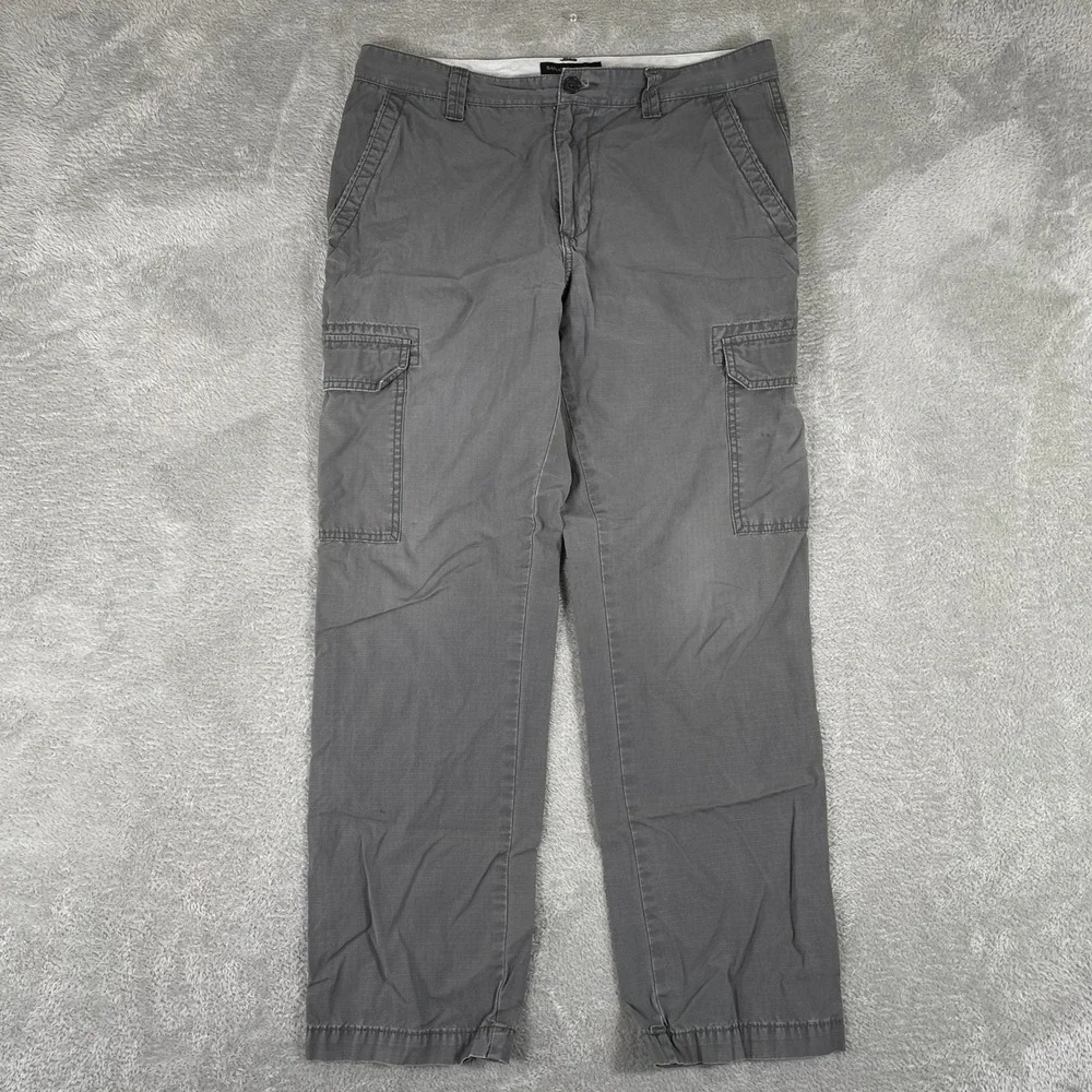 Banana Republic Cargo Pants Mens 33x32 Gray Ripstop‎ Cotton Multi Pocket Utility